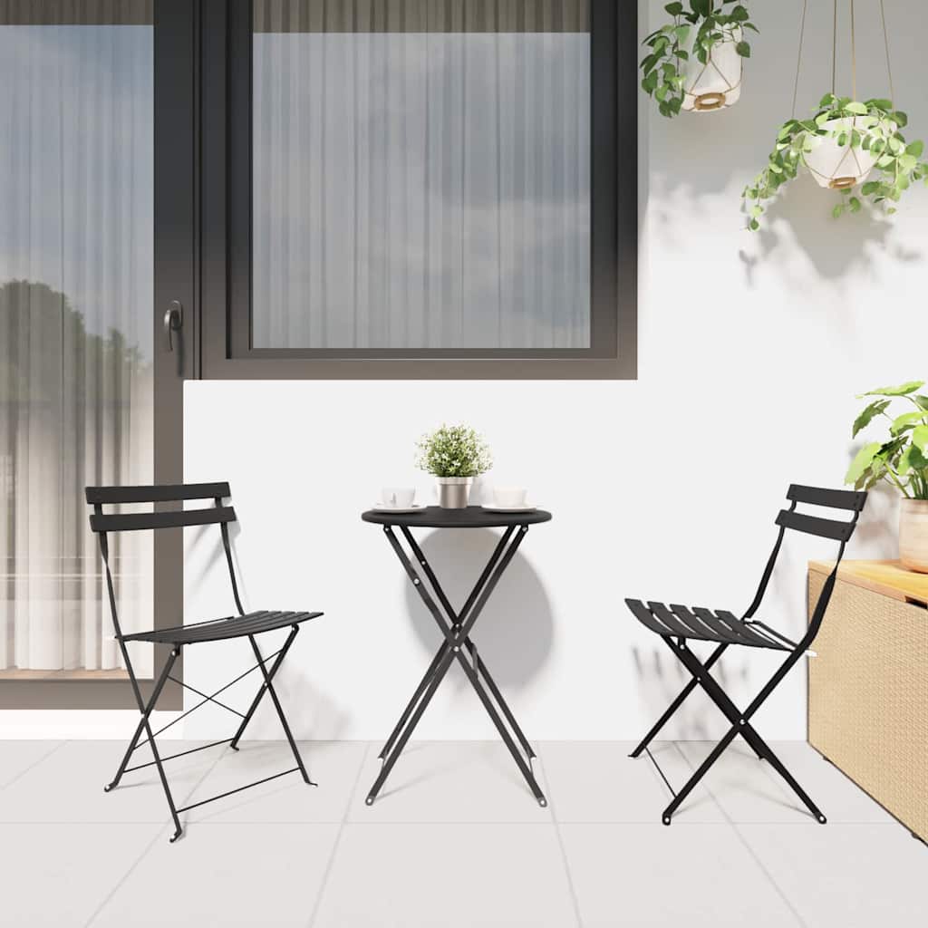 Garden Folding Chair 2 pcs Anthracite 42 x 46 x 82cm Metal