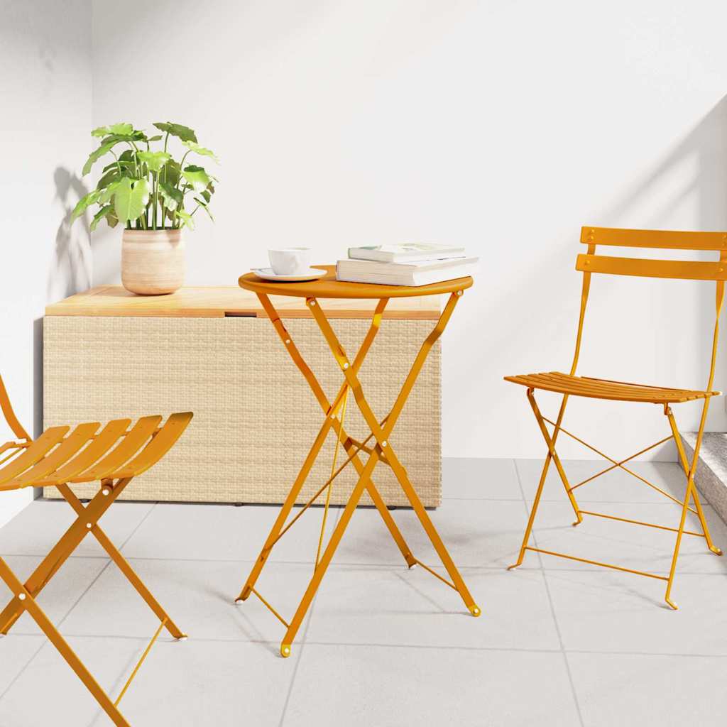 Bistro Table Folding Mustard Ø 50 x 71 cm Powder-coated Steel