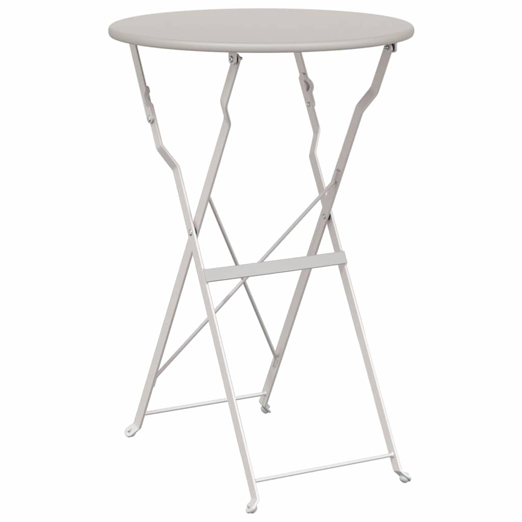 Bistro Table Folding Beige Ø 50 x 71 cm Powder-coated Steel