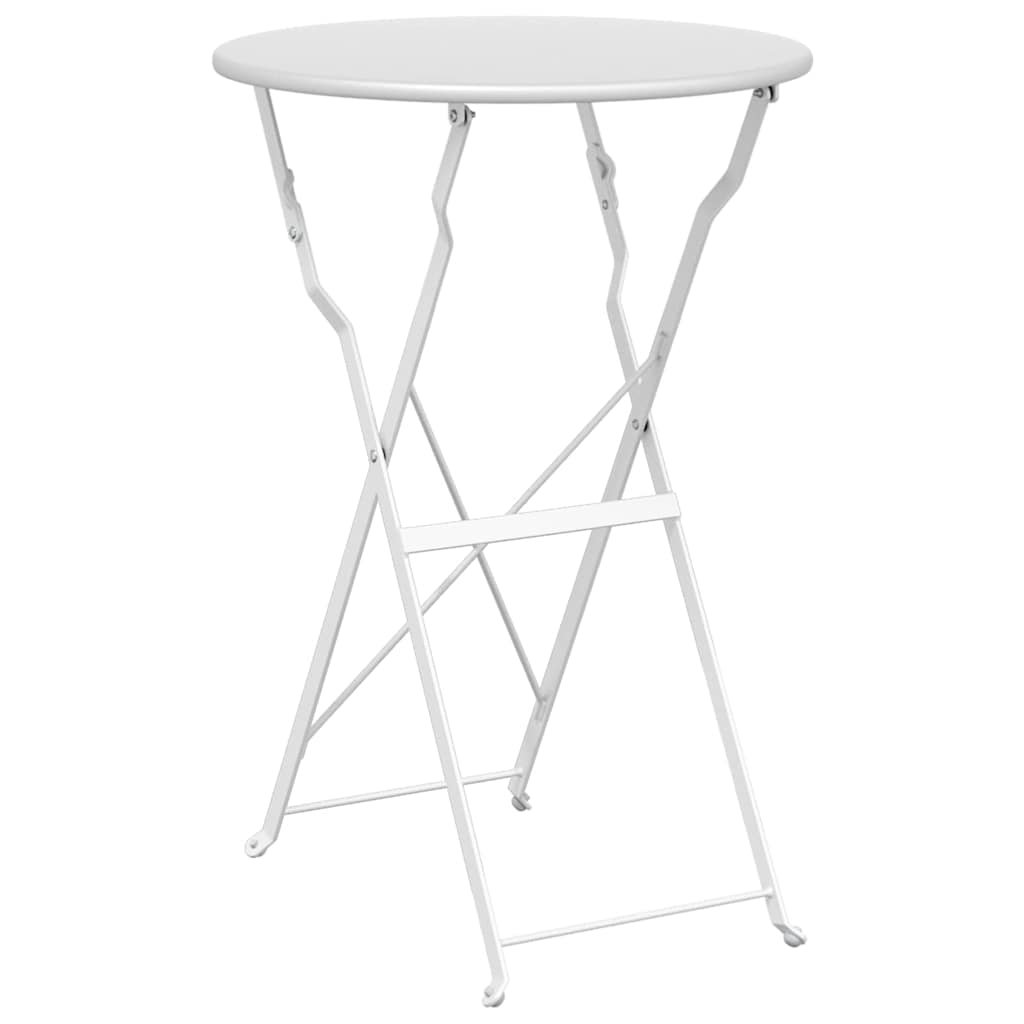 Folding Bistro Set 3 pcs White Steel