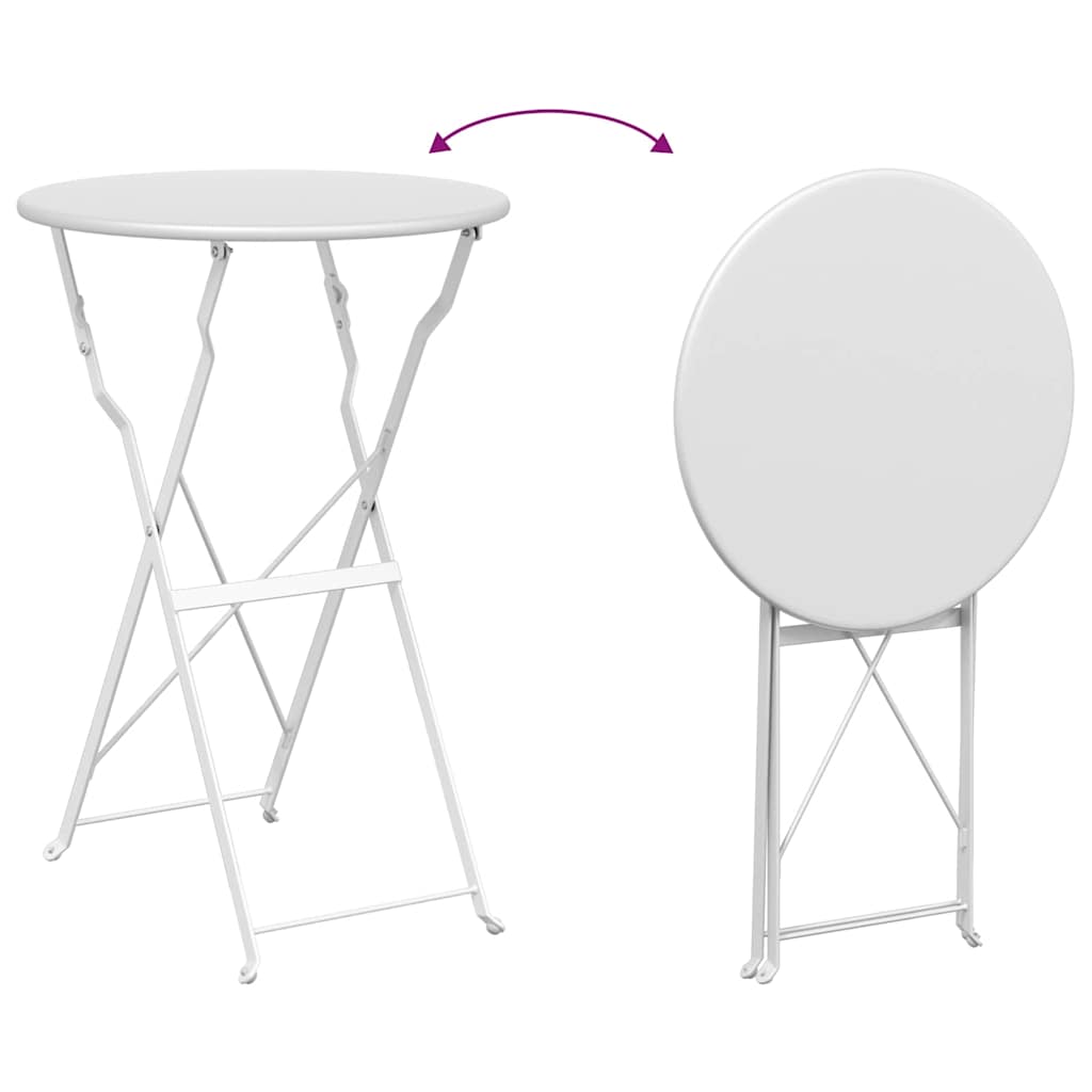 Folding Bistro Set 3 pcs White Steel