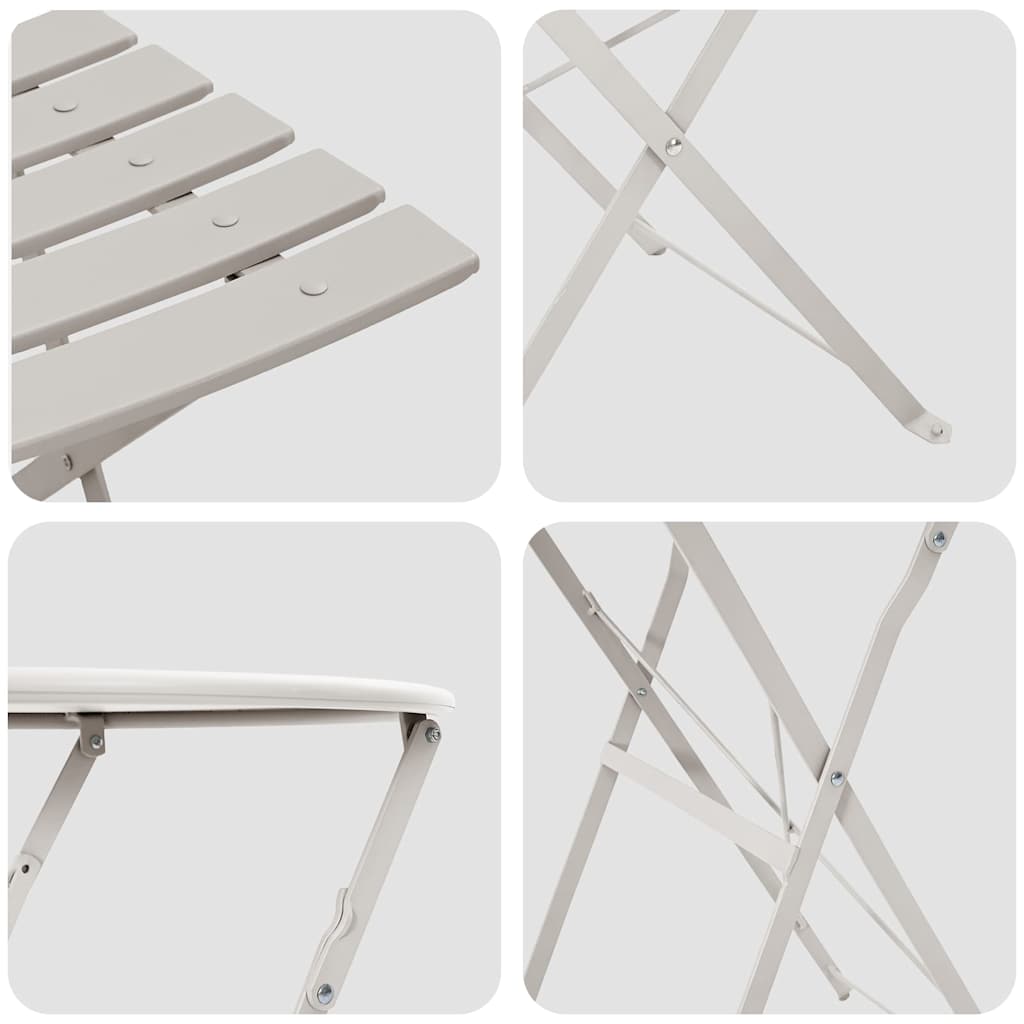 Folding Bistro Set 3 pcs Beige Steel