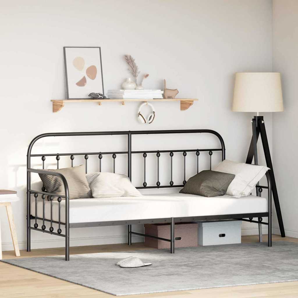 Daybed Frame Black 80 x 200 cm Powder-Coated Steel