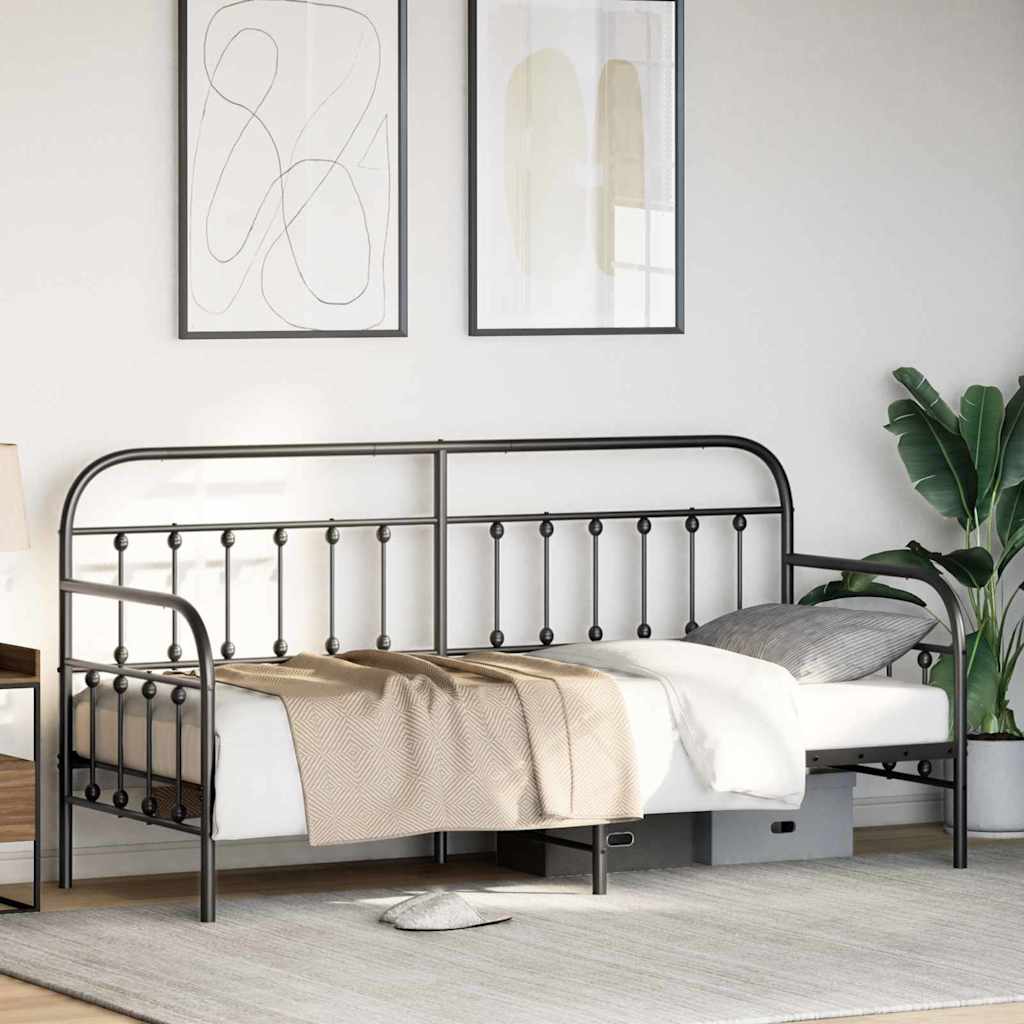 Daybed Frame Black 80 x 200 cm Powder-Coated Steel