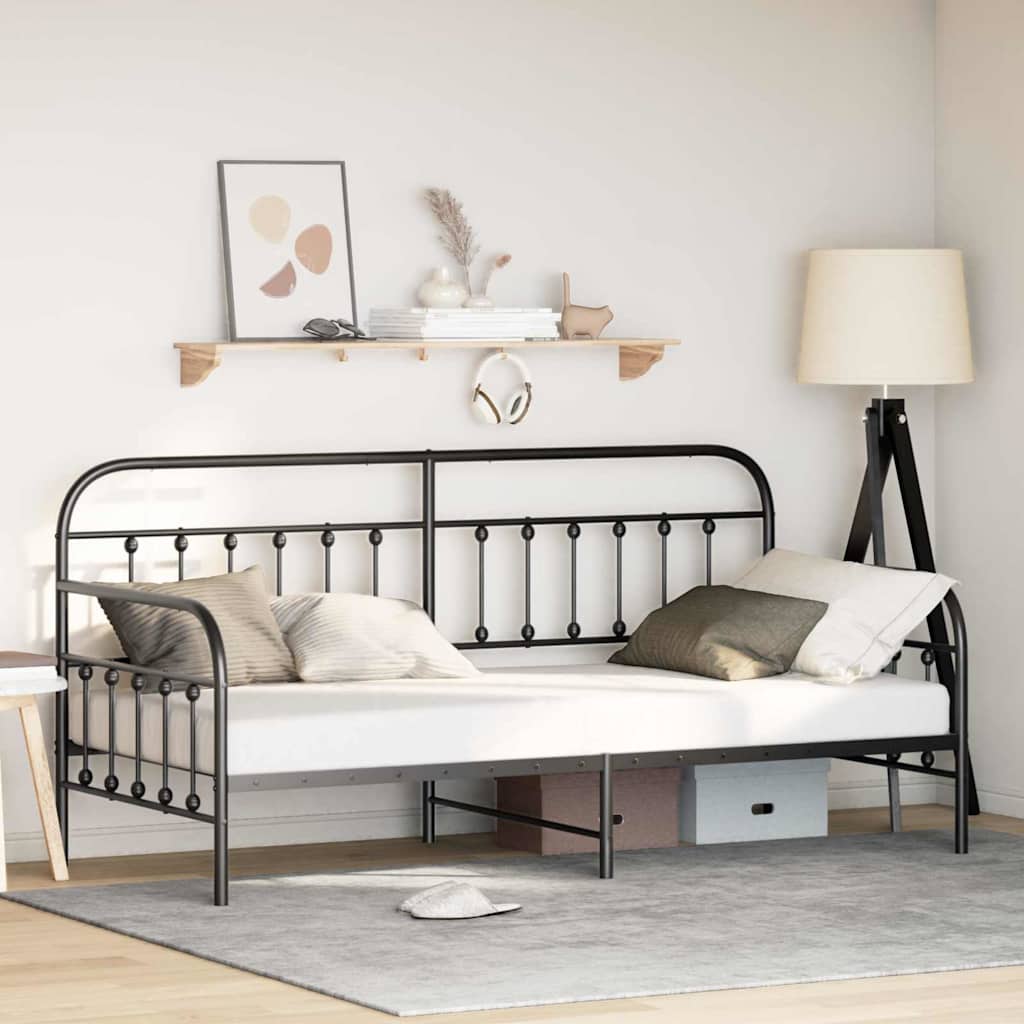 Daybed Frame Black 90 x 200 cm Powder-Coated Steel