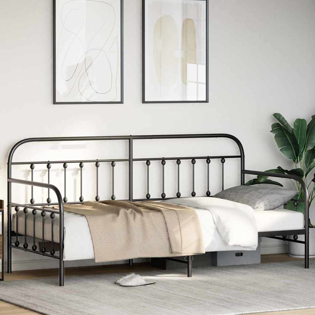 Daybed Frame Black 100 x 200 cm Powder-Coated Steel