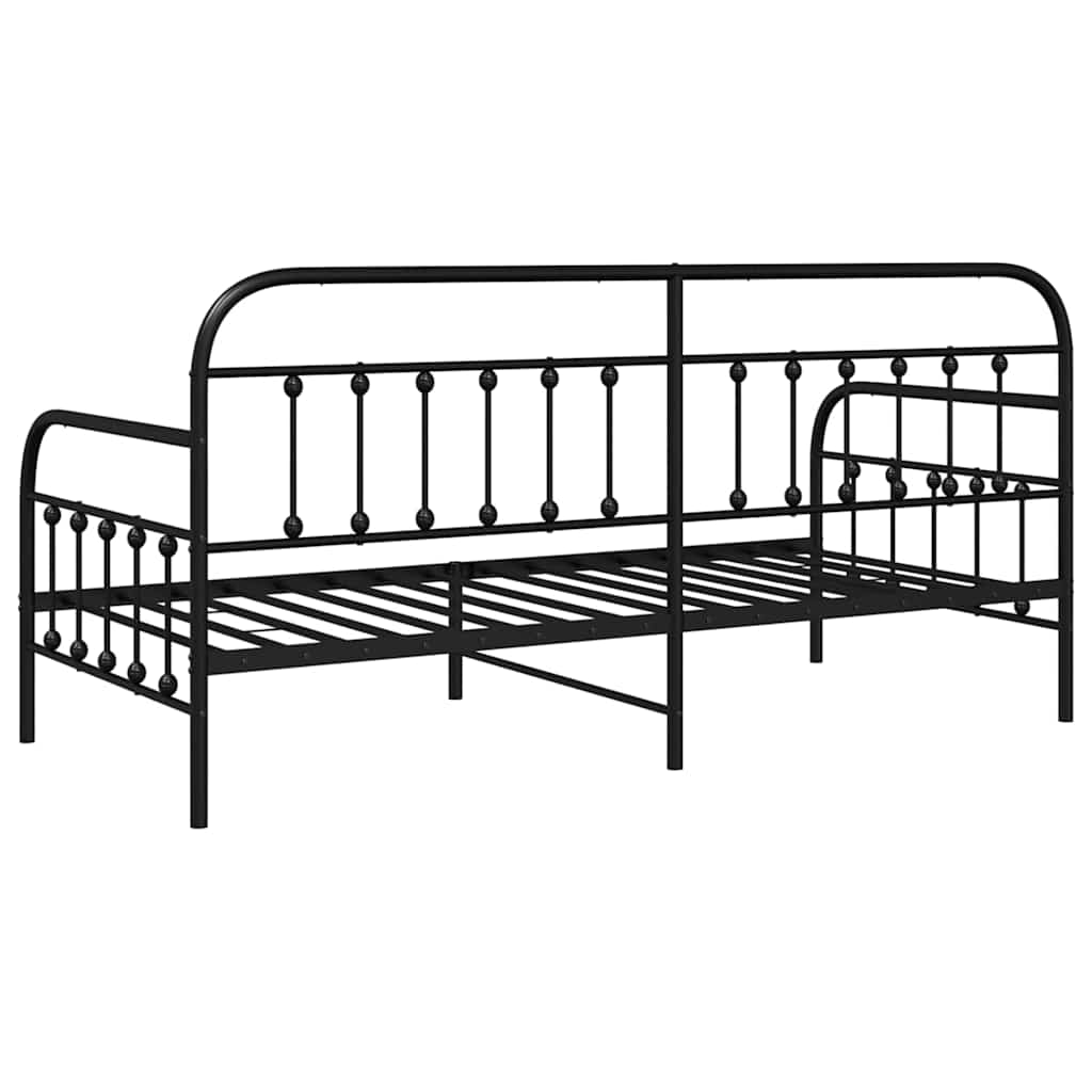 Daybed Frame Black 100 x 200 cm Powder-Coated Steel