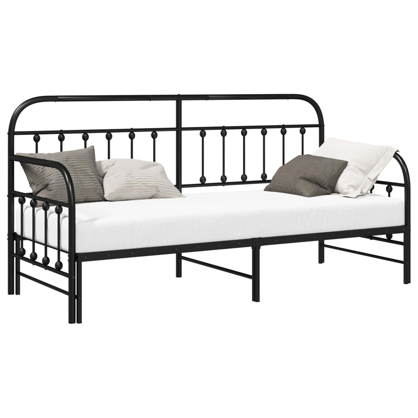 Daybed Frame Black 80 x 200 cm Powder-Coated Steel