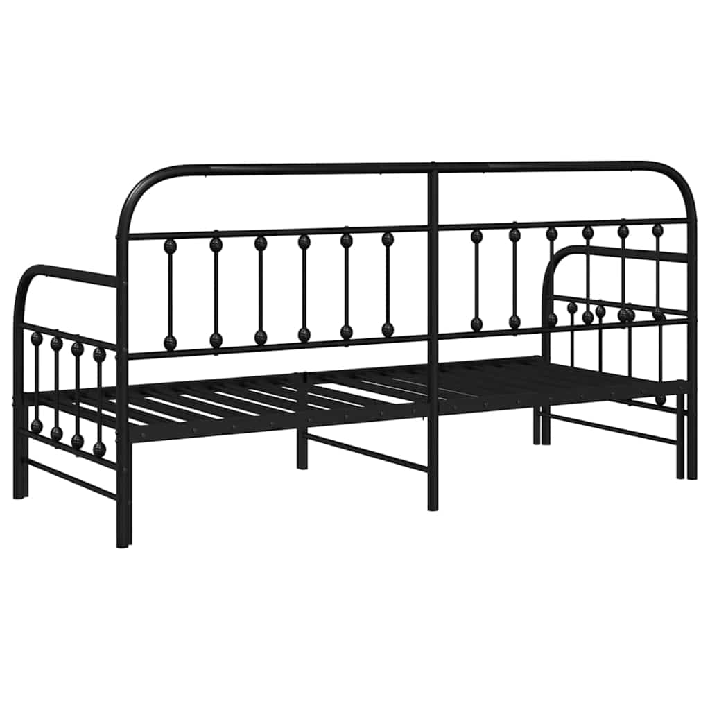 Daybed Frame Black 80 x 200 cm Powder-Coated Steel