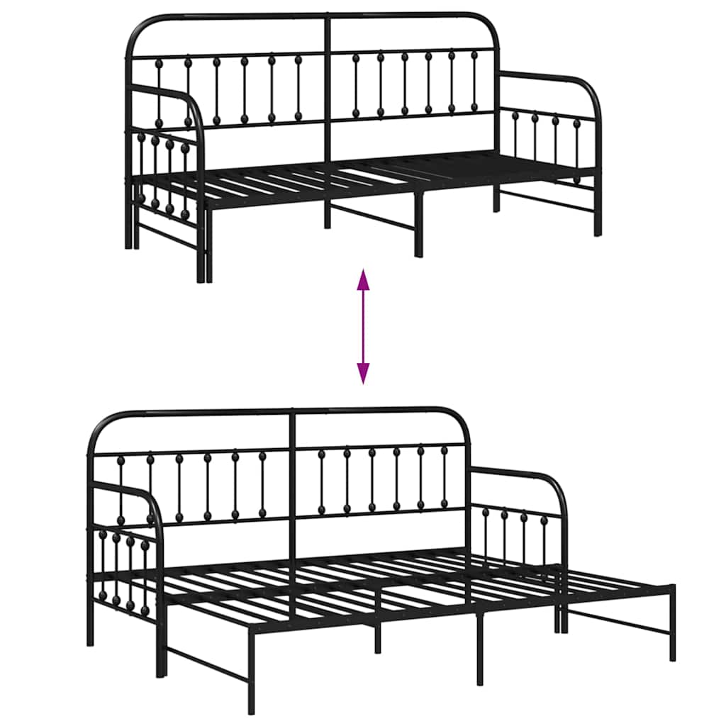 Daybed Frame Black 80 x 200 cm Powder-Coated Steel