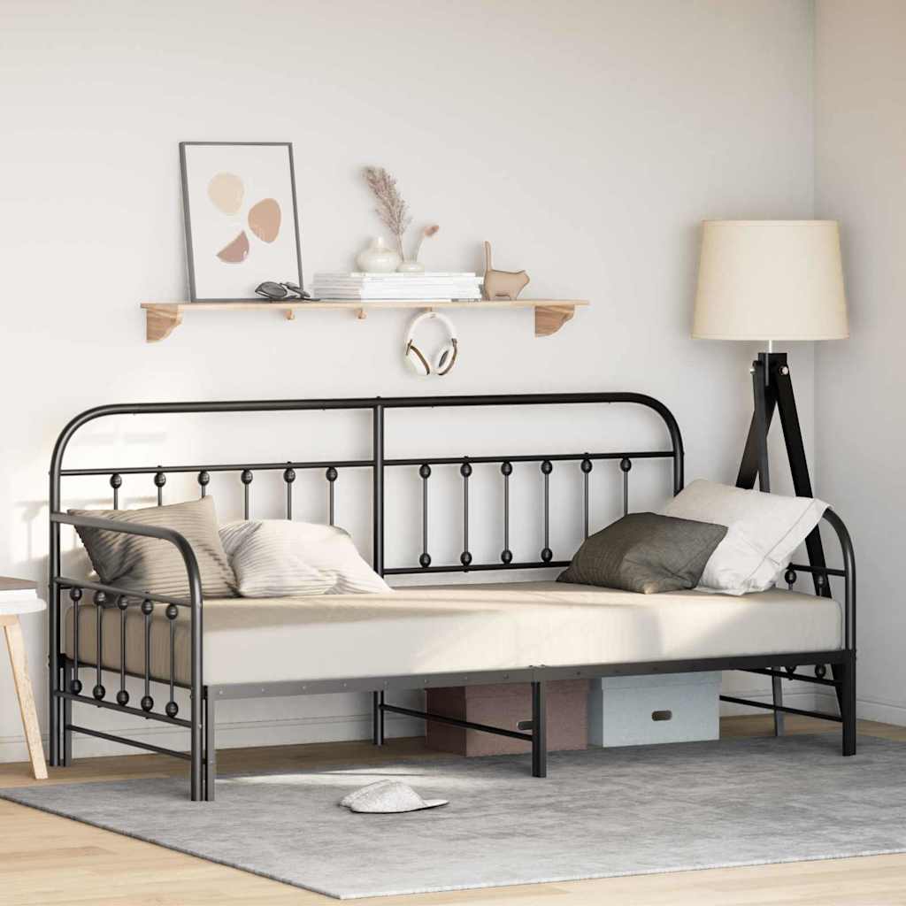 Daybed Frame Black 90 x 200 cm Powder-Coated Steel