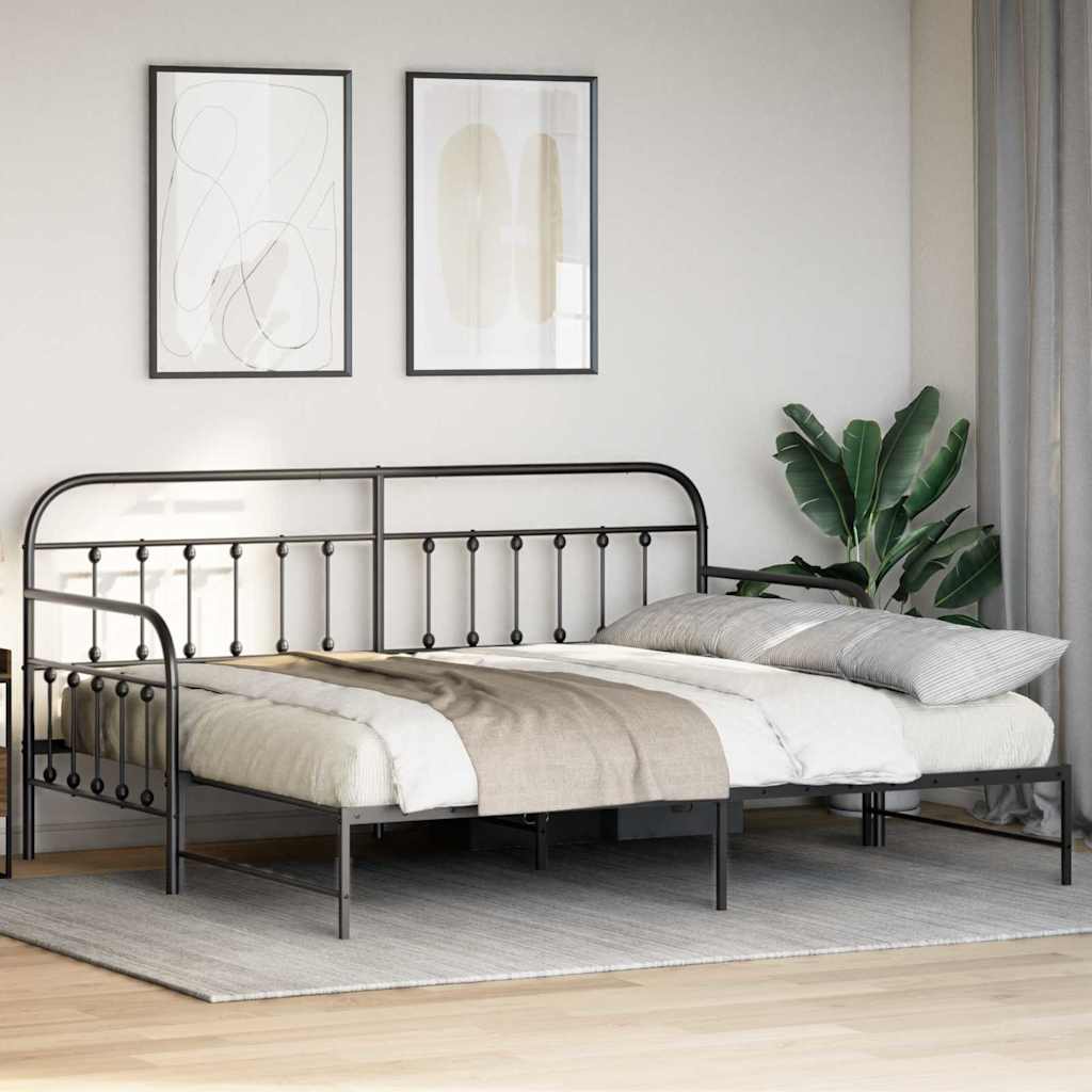 Daybed Frame Black 90 x 200 cm Powder-Coated Steel