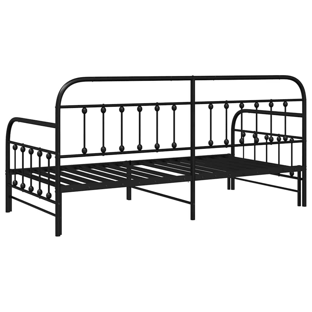 Daybed Frame Black 90 x 200 cm Powder-Coated Steel