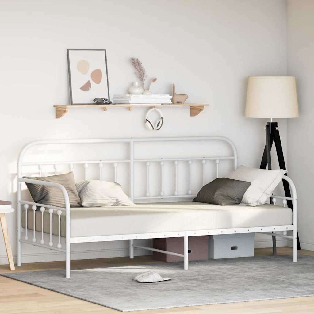 Daybed Frame White 90 x 200 cm Powder-Coated Steel