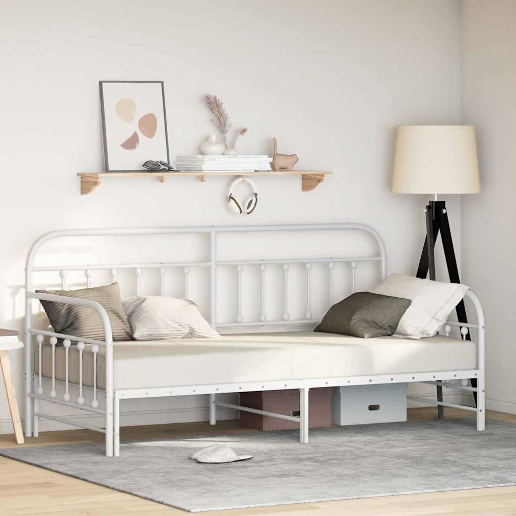 Daybed Frame White 90 x 200 cm Powder-Coated Steel