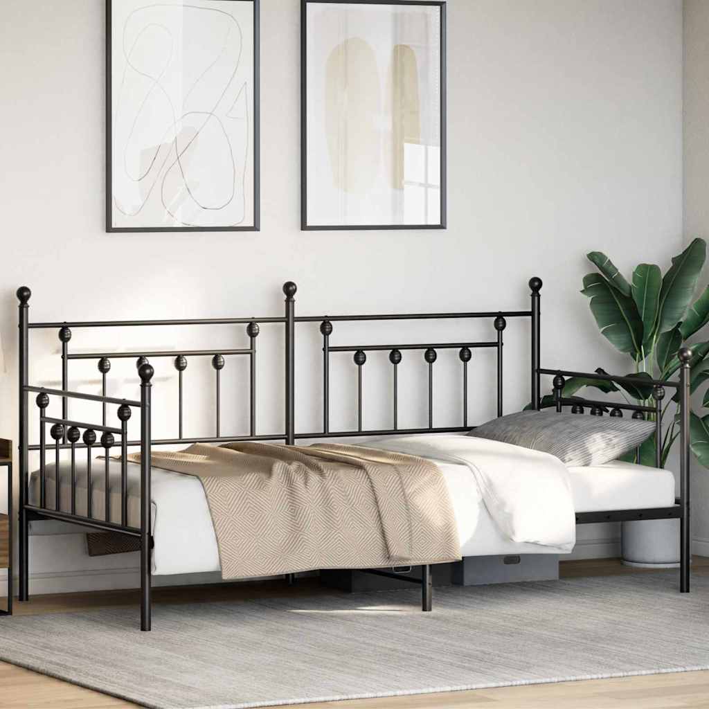 Daybed Frame Black 107 x 203 cm Steel