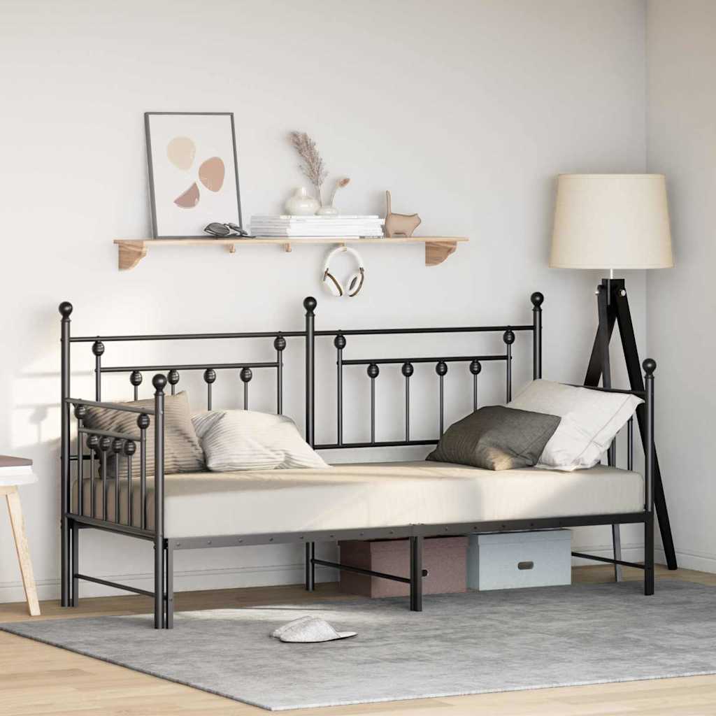 Daybed Frame Black 75 x 190 cm Steel