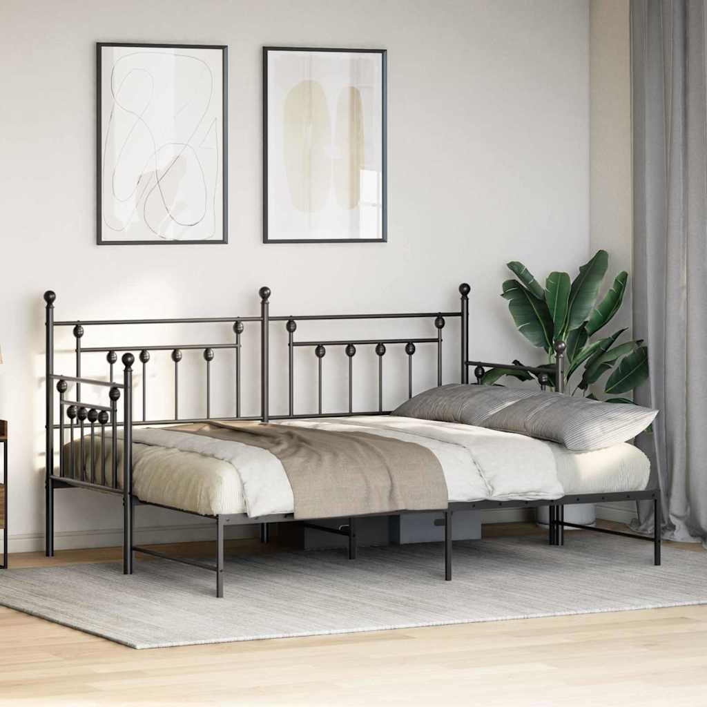 Daybed Frame Black 80 x 200 cm Steel