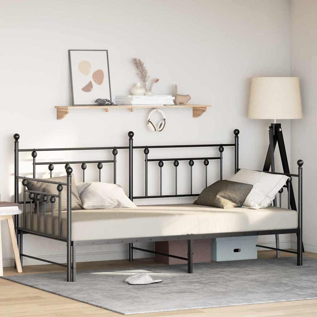 Daybed Frame Black 90 x 200 cm Steel