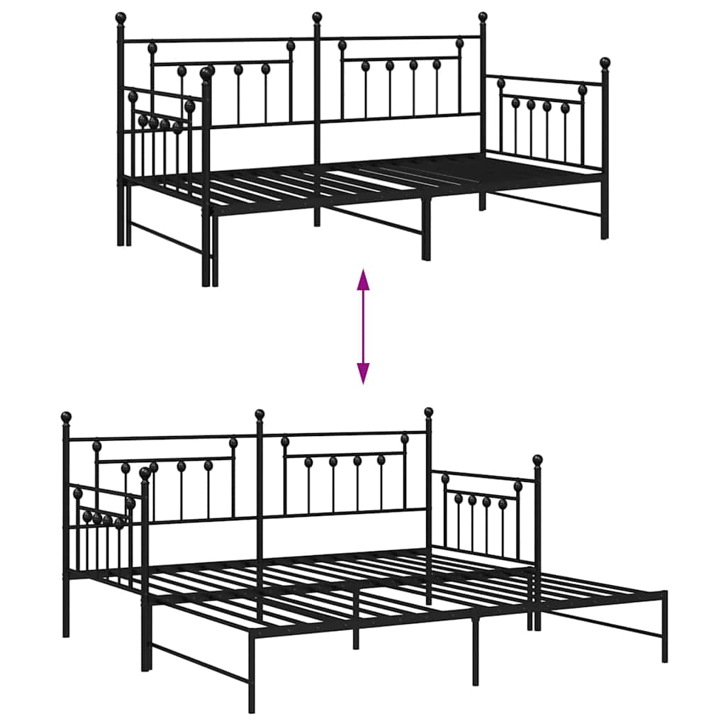 Daybed Frame Black 90 x 200 cm Steel