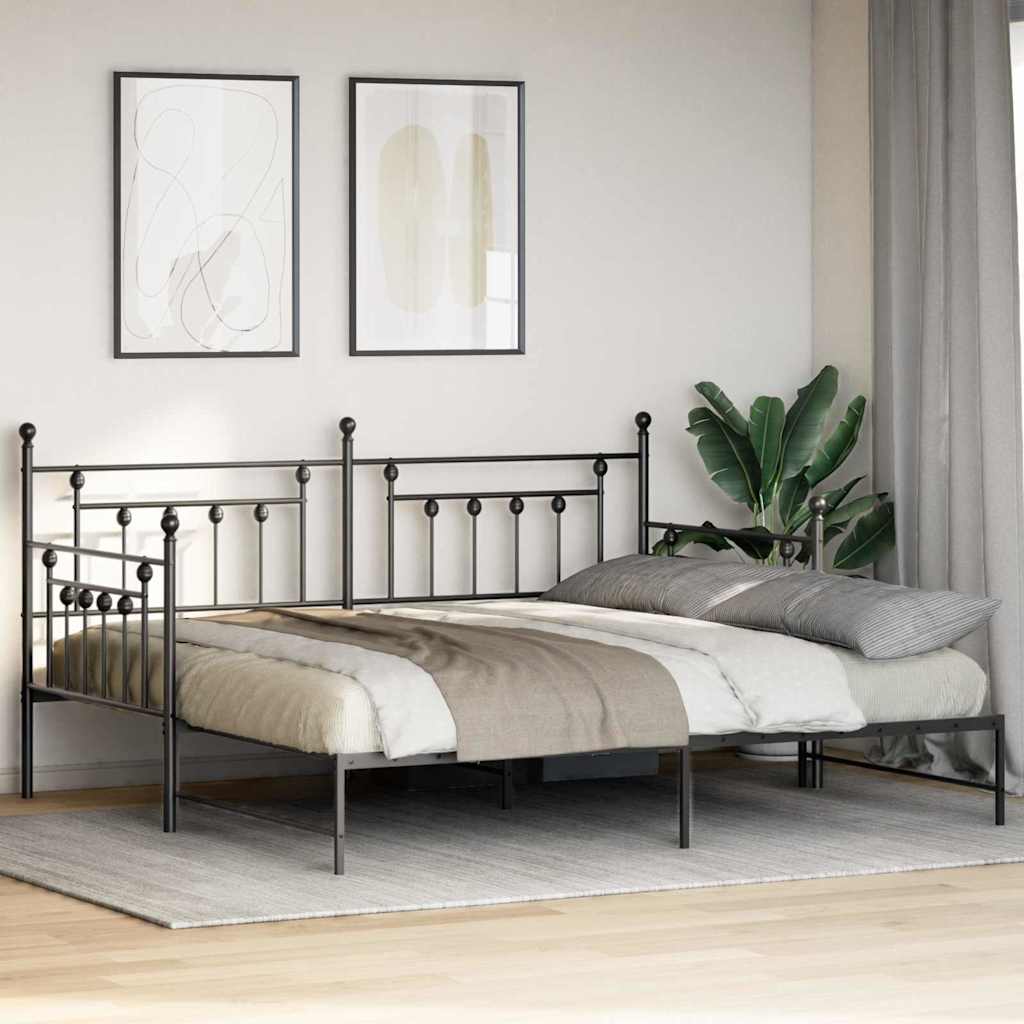 Daybed Frame Black 100 x 190 cm Steel