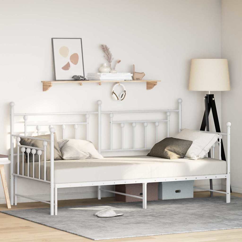 Daybed Frame White 100 x 200 cm Steel