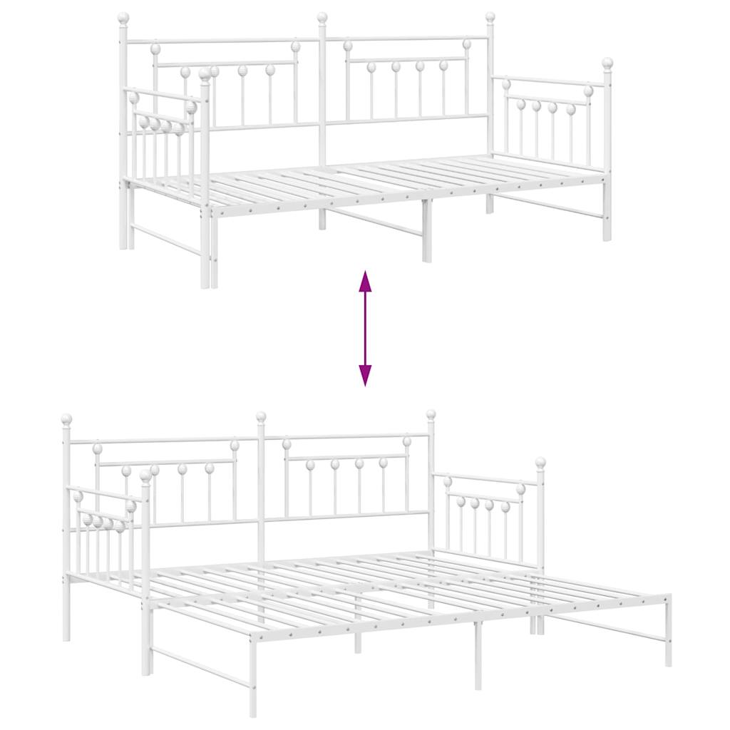 Daybed Frame White 100 x 200 cm Steel