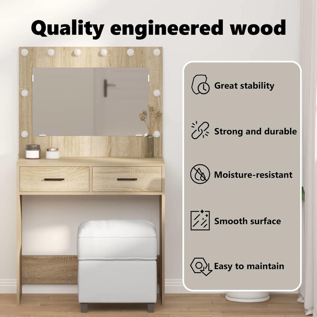 Dressing Table Sonoma Oak 78.5 x 41 x 135 cm Engineered Wood