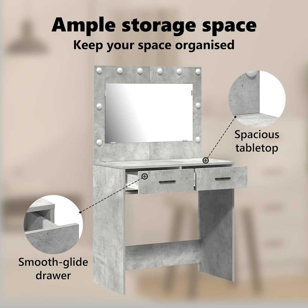 Dressing Table Concrete Grey 78.5 x 41 x 135 cm Engineered Wood