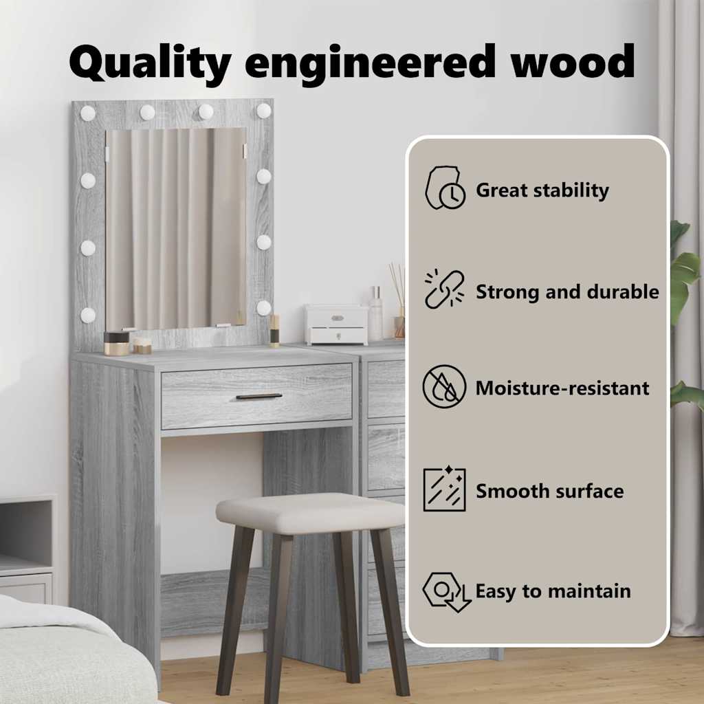Dressing Table Grey Sonoma 50 x 41 x 135 cm Engineered Wood