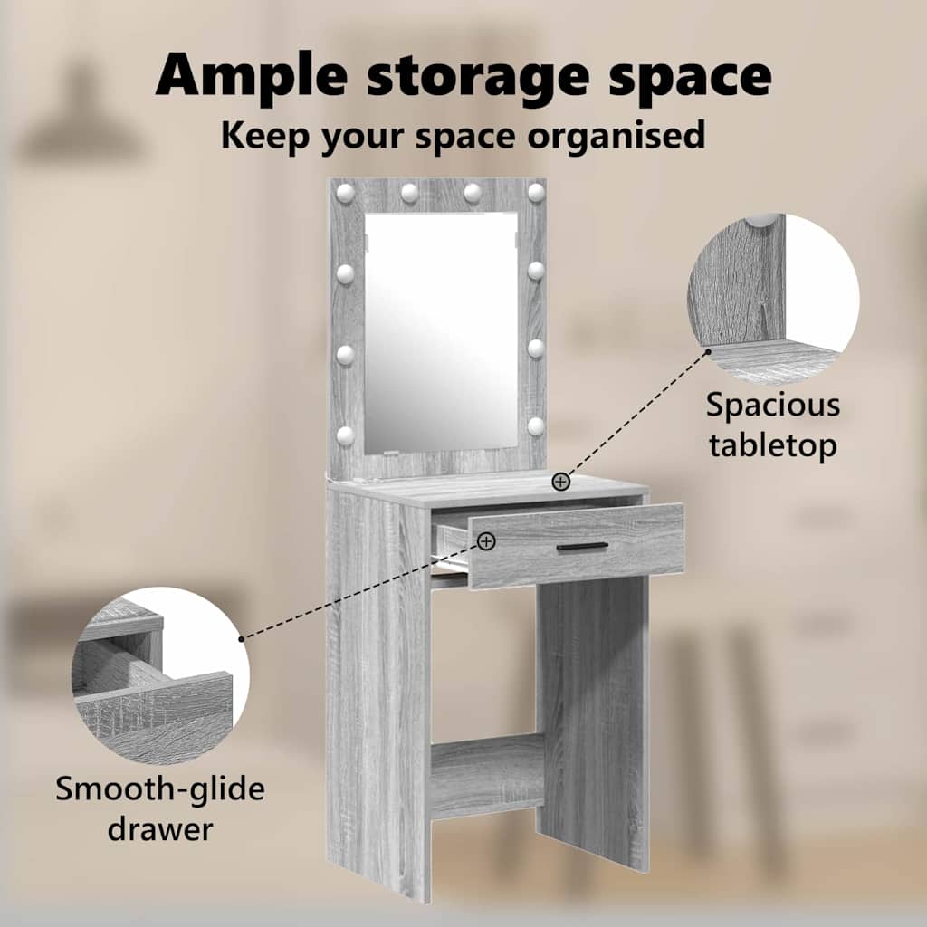 Dressing Table Grey Sonoma 50 x 41 x 135 cm Engineered Wood