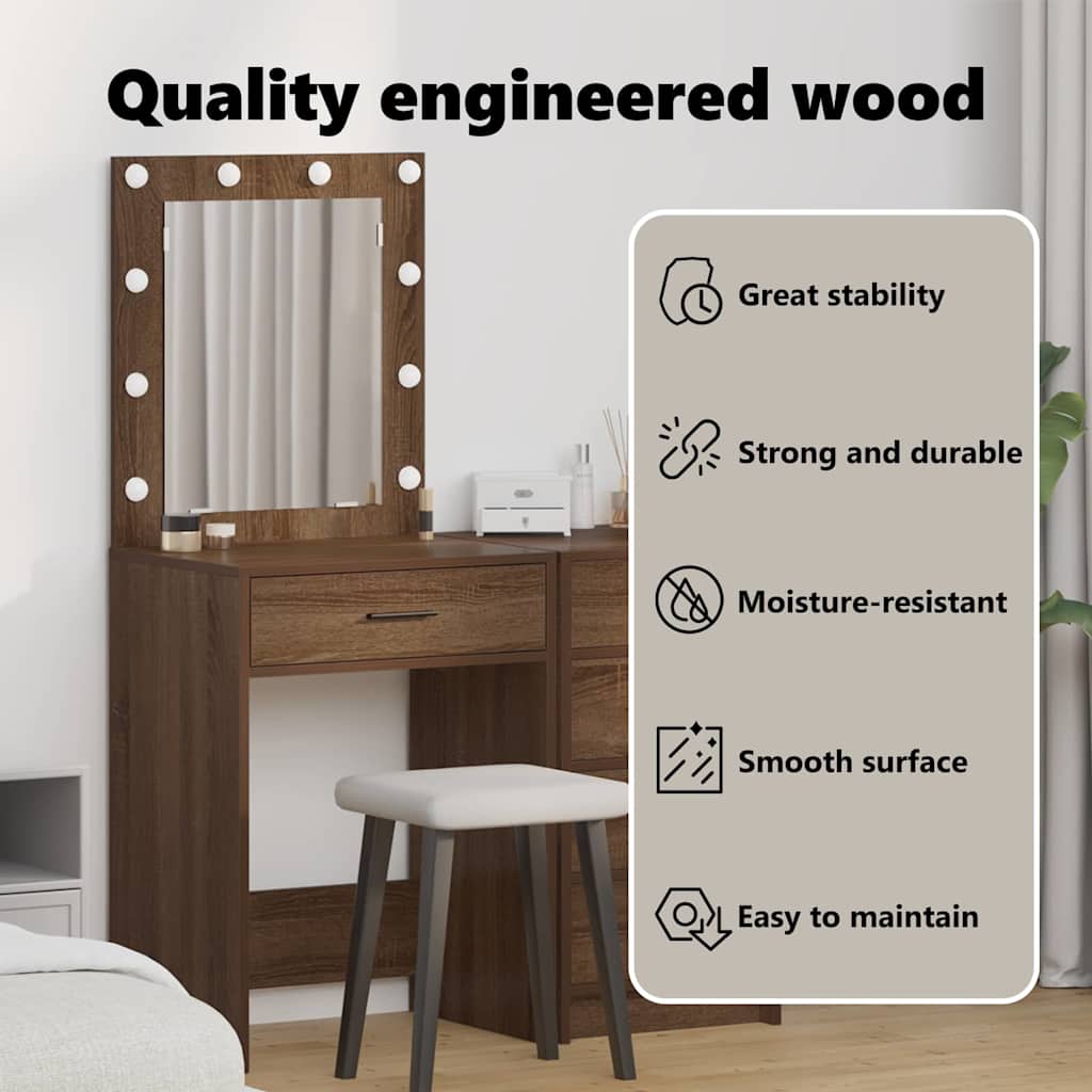 Dressing Table Brown Oak 50 x 41 x 135 cm Engineered Wood