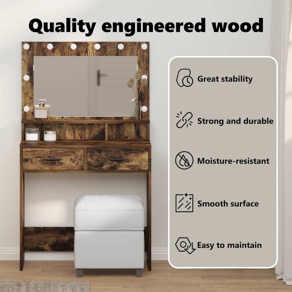 Dressing Table Smoked Oak 79 x 41 x 135 cm Engineered Wood