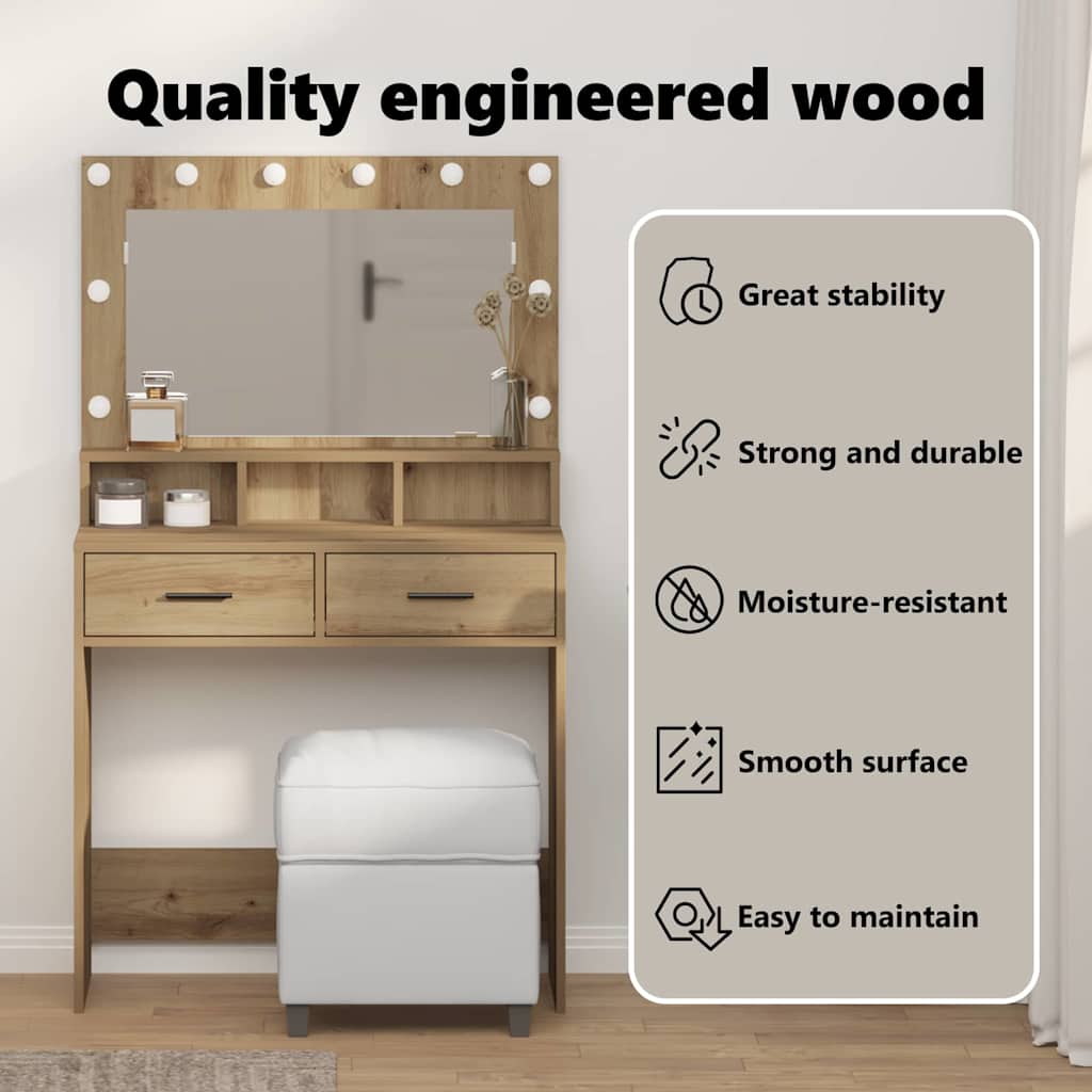 Dressing Table Artisan Oak 79 x 41 x 135 cm Engineered Wood