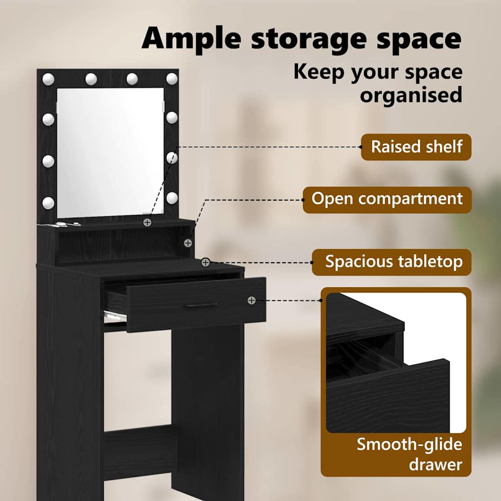 Dressing Table Black Oak 50 x 41 x 135 cm Engineered Wood