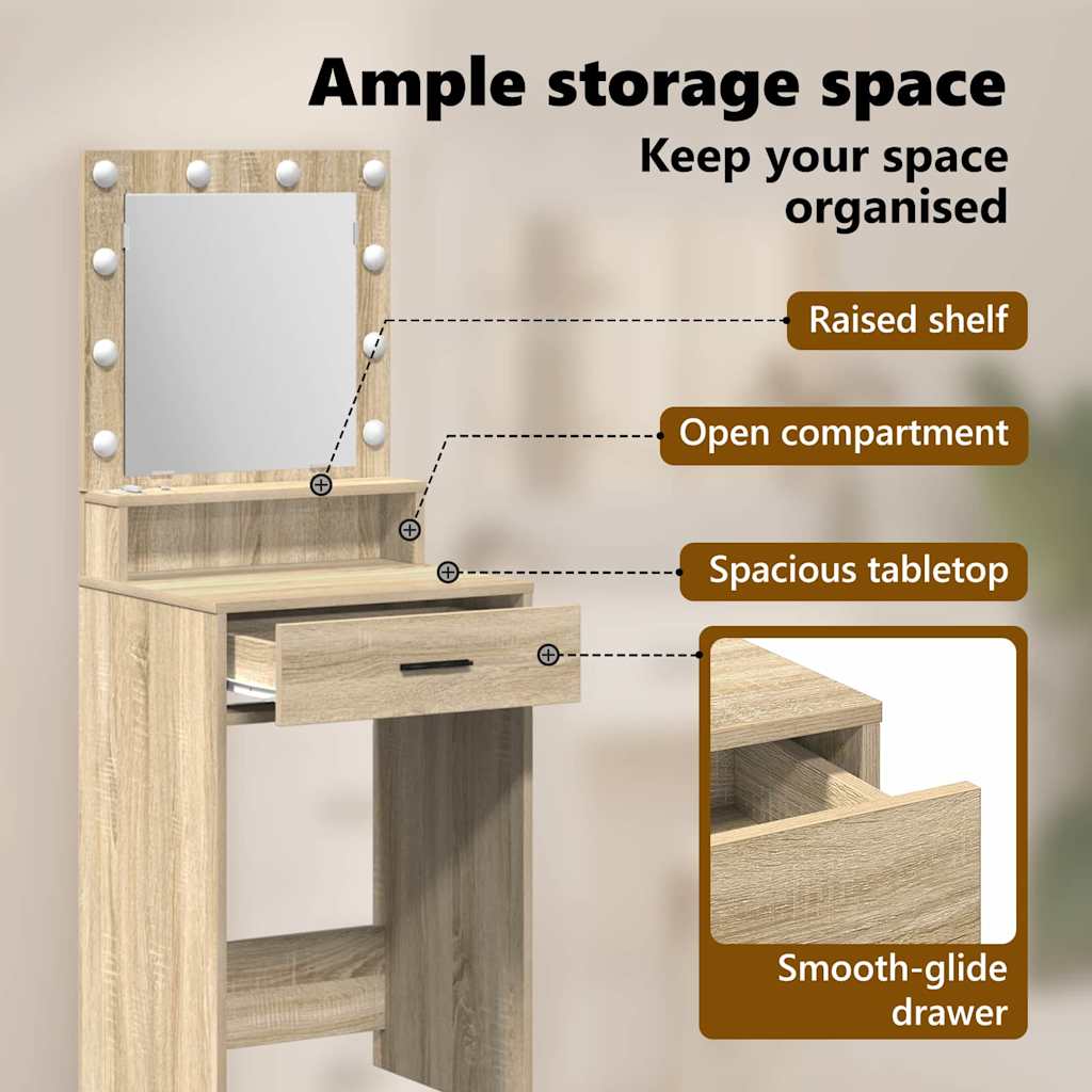 Dressing Table Sonoma Oak 50 x 41 x 135 cm Engineered Wood