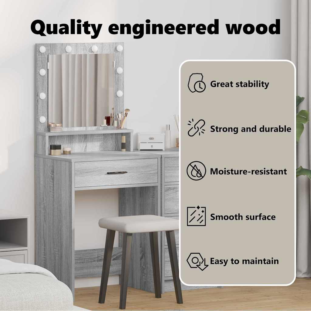 Dressing Table Grey Sonoma 50 x 41 x 135 cm Engineered Wood