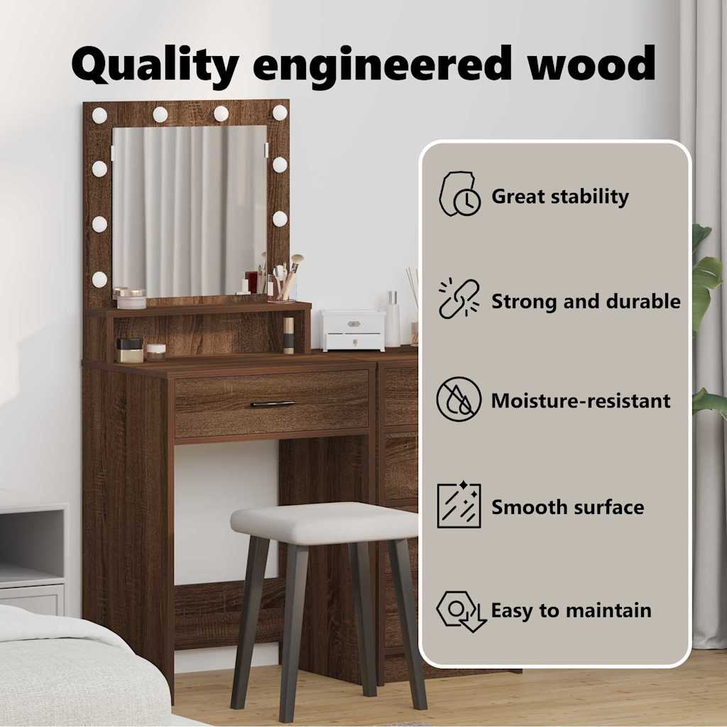 Dressing Table Brown Oak 50 x 41 x 135 cm Engineered Wood