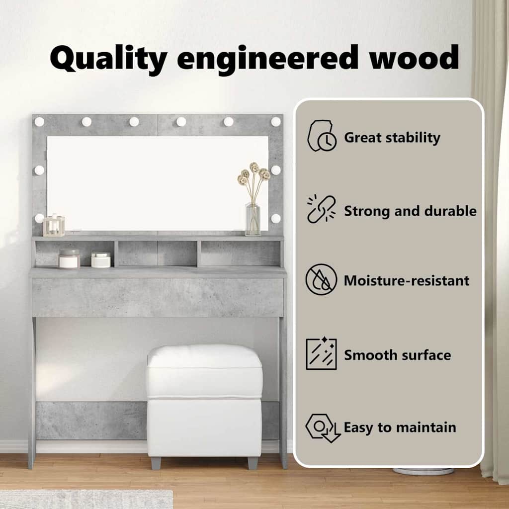 Dressing Table Concrete Grey 100 x 41 x 135 cm Engineered Wood