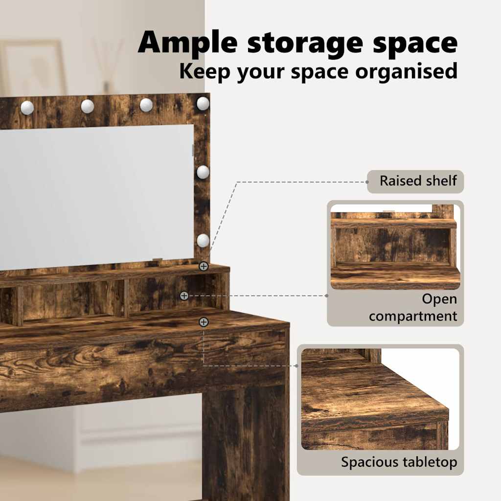 Dressing Table Smoked Oak 100 x 41 x 135 cm Engineered Wood