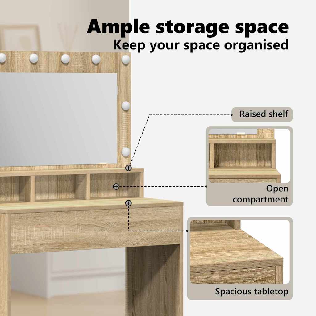 Dressing Table Sonoma Oak 75.5 x 41 x 135 cm Engineered Wood