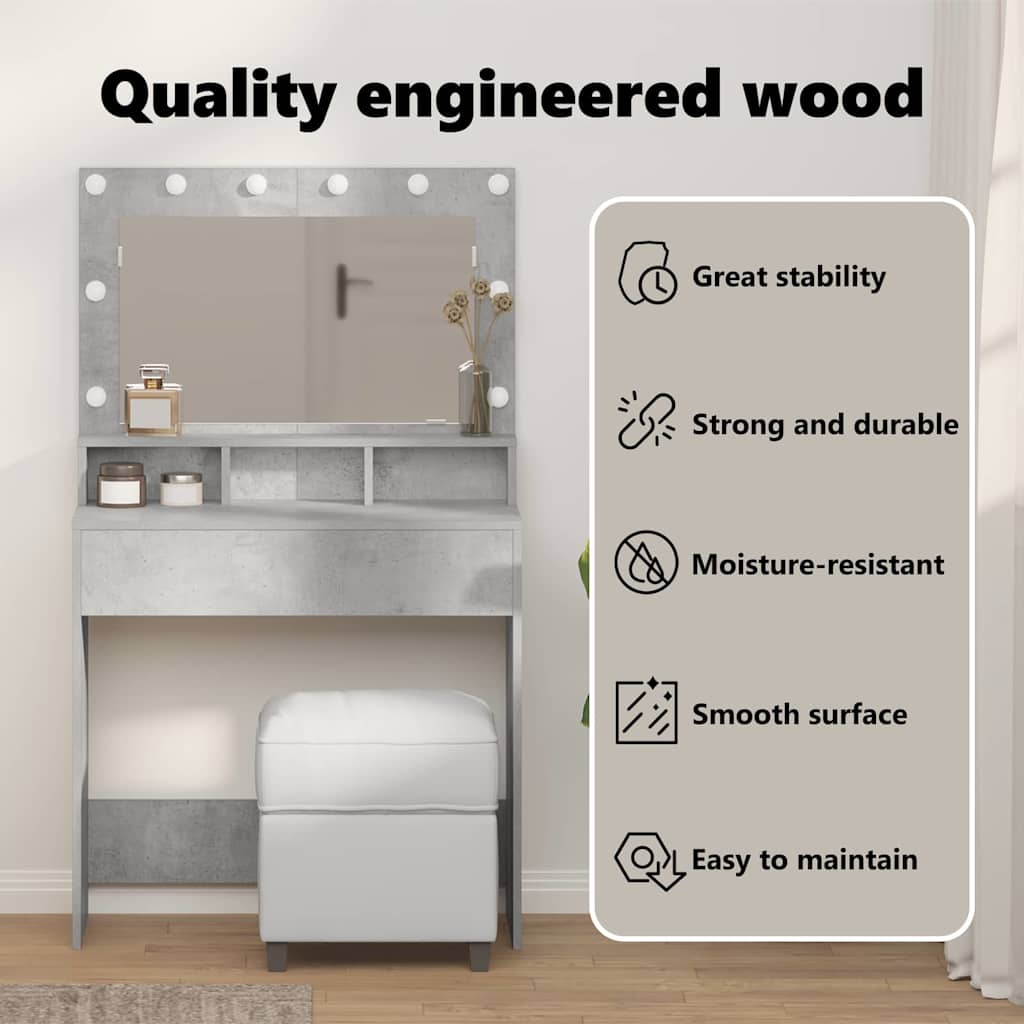 Dressing Table Concrete Grey 78.5 x 41 x 135 cm Engineered Wood