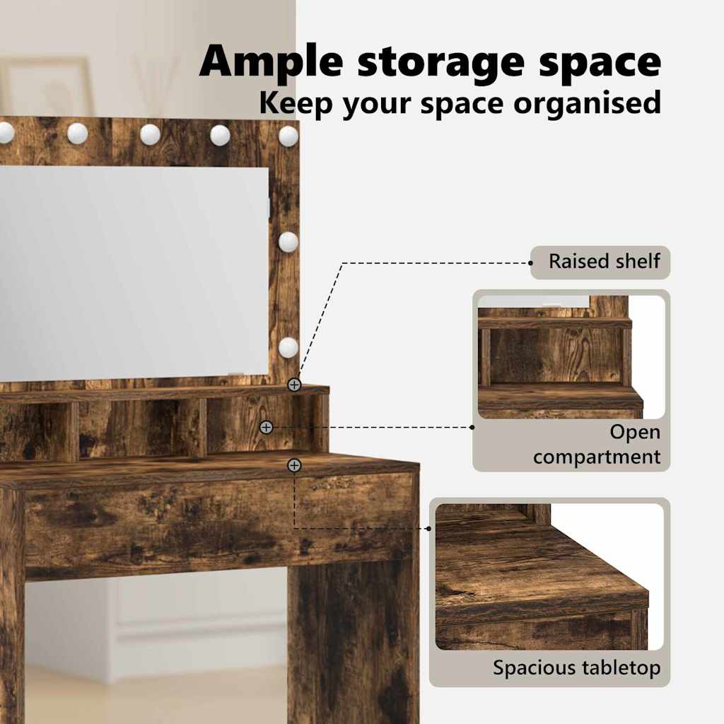 Dressing Table Smoked Oak 75.5 x 41 x 135 cm Engineered Wood