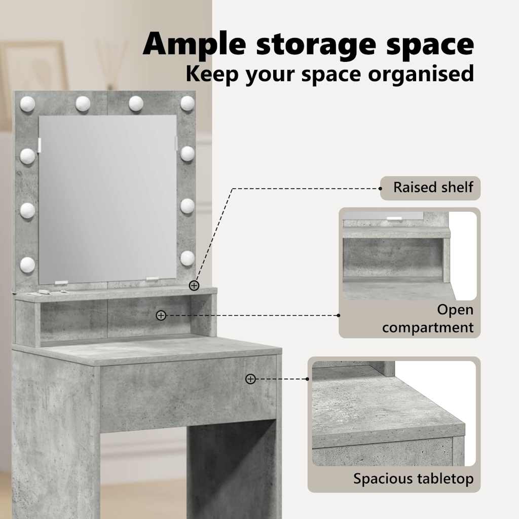 Dressing Table Concrete Grey 50 x 41 x 135 cm Engineered Wood