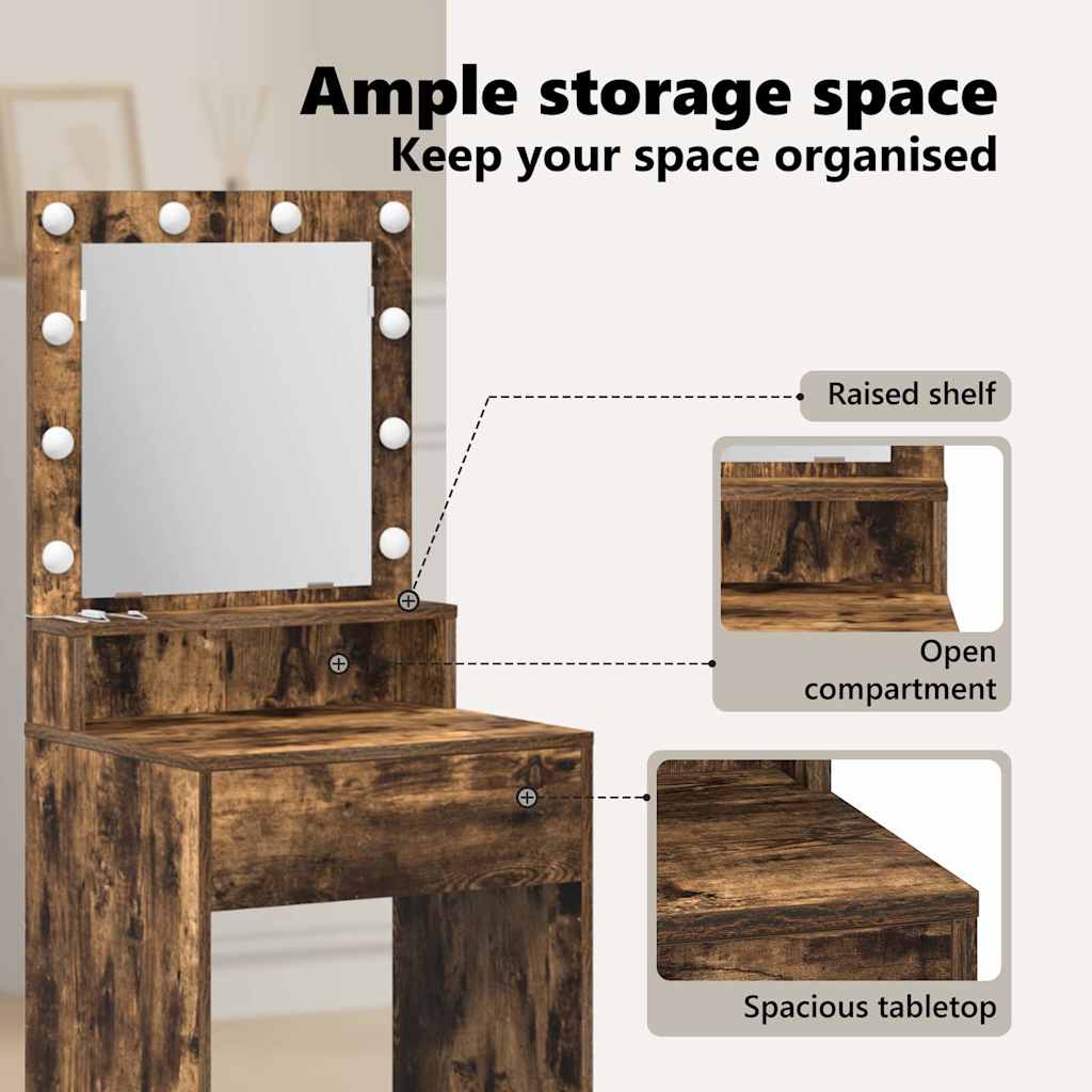 Dressing Table Smoked Oak 50 x 41 x 135 cm Engineered Wood