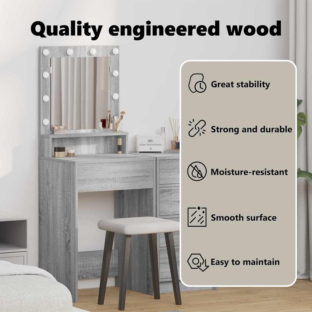 Dressing Table Grey Sonoma 50 x 41 x 135 cm Engineered Wood