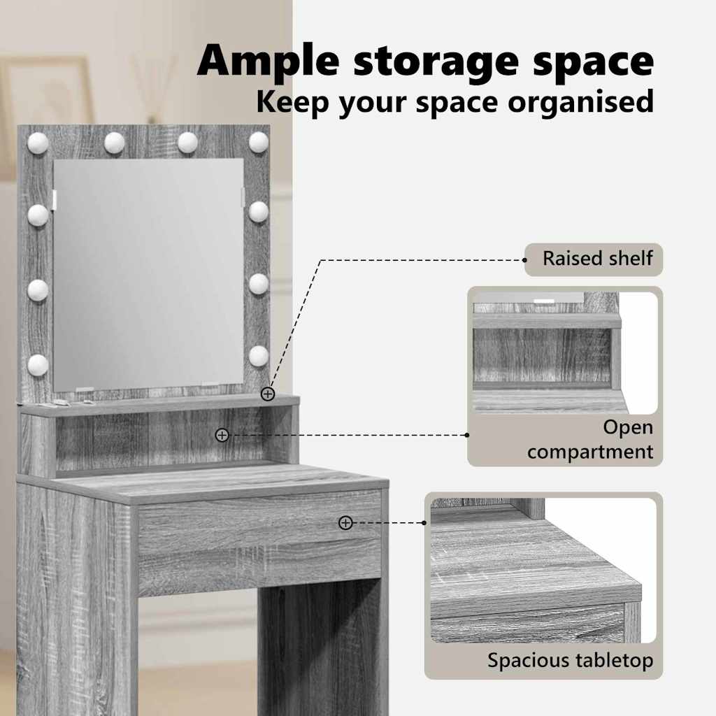 Dressing Table Grey Sonoma 50 x 41 x 135 cm Engineered Wood