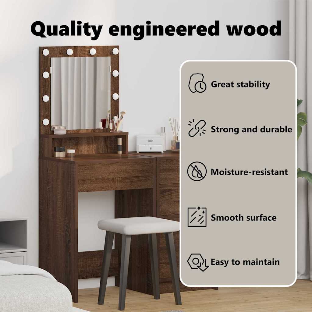 Dressing Table Brown Oak 50 x 41 x 135 cm Engineered Wood