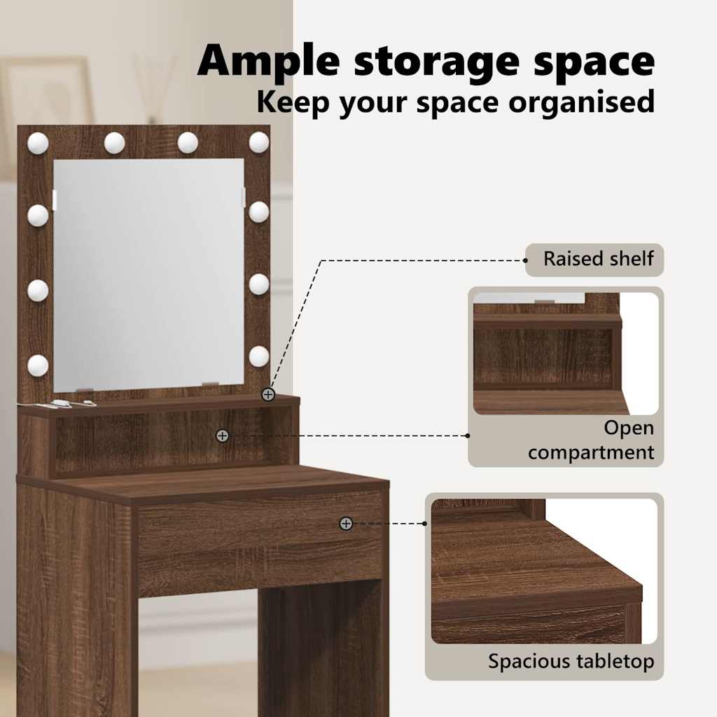 Dressing Table Brown Oak 50 x 41 x 135 cm Engineered Wood