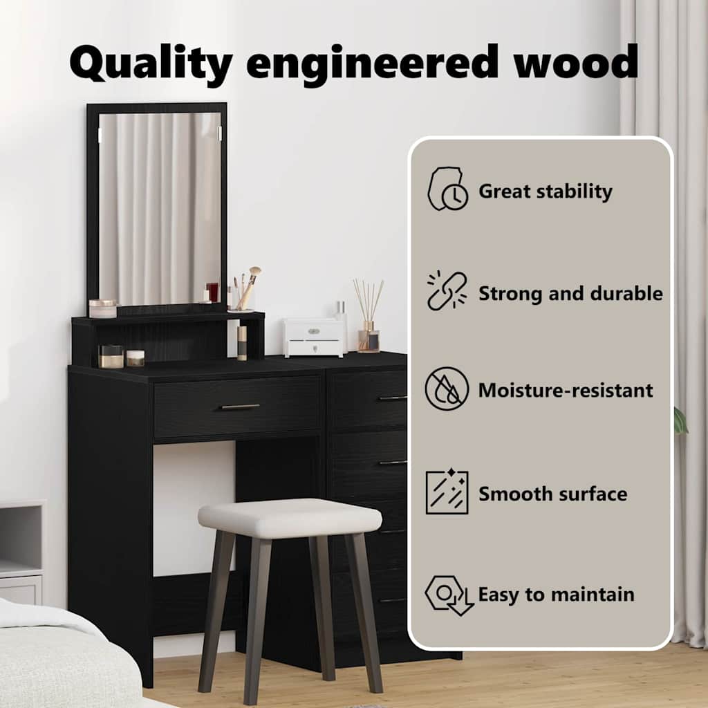 Dressing Table Black Oak 50 x 41 x 140 cm Engineered Wood